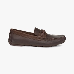 Ugg Henrick Leather Braid Men Moccasins Brown (0215KIWQV)